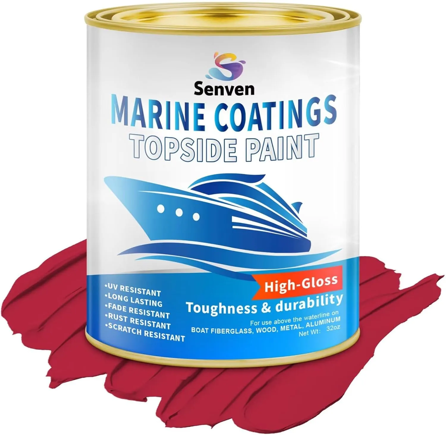 Boat Paint, 35 Oz, Gloss, Marine Paint, Boat Topside Wet Edge Bottom Enamel Paint, Marine Paint for Boats, Wood, Fiberglass, Aluminum, Metals, Oil-Based Epoxy Paint White Black Red Gray