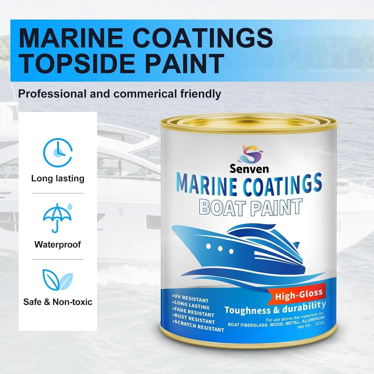 Boat Paint, 35 Oz, Gloss, Marine Paint, Boat Topside Wet Edge Bottom Enamel Paint, Marine Paint for Boats, Wood, Fiberglass, Aluminum, Metals, Oil-Based Epoxy Paint White Black Red Gray