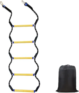 Boat Rope Ladder, 5 Step Heavy Duty 400Lbs Strength Rope Ladder for Inflatable Boat, Fishing Boat, Kayak, Motorboat, Canoeing, Extra Long Portable Marine Boarding Rope Ladder (Black)