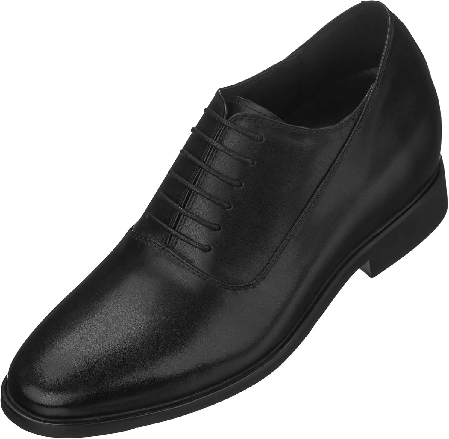 CALTO Men's Invisible Height Increasing Elevator Shoes - Black Premium Leather Lace-up Formal Dress Oxfords - 3 Inches Taller - G8082 - Size 6.5 D(M) US