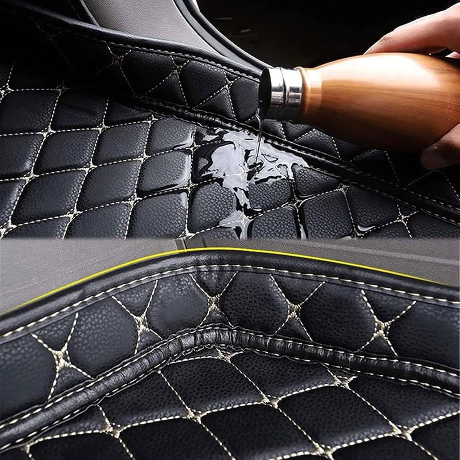 Car Cargo Liners for Mitsubishi Outlander PHEV 2016-2019, PU Leather Rear Trunk Mats Boot Mats Liner Pad Cargo Tray Liners Carpets Waterproof Anti-Slip All Weather Protector Interior Accessories