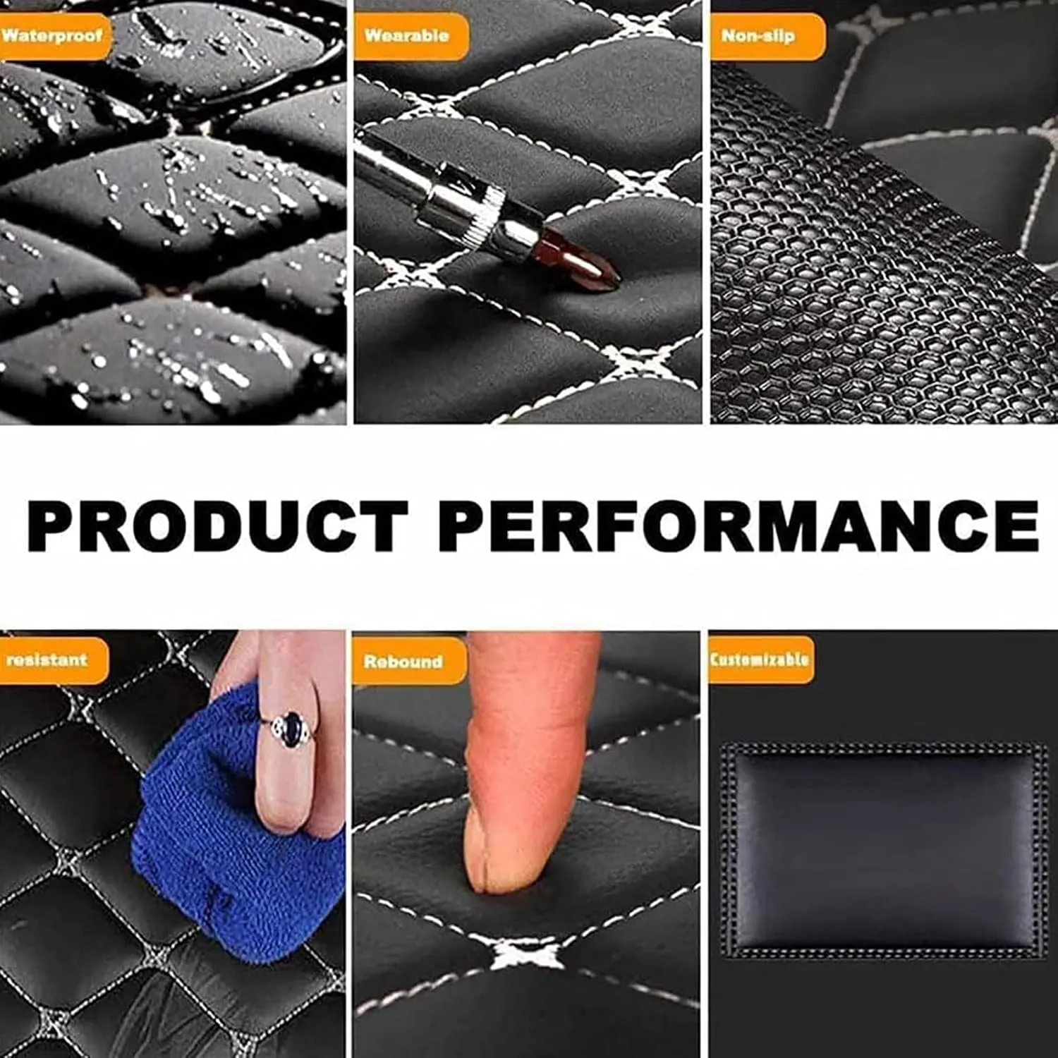 Car Cargo Liners for Mitsubishi Outlander PHEV 2016-2019, PU Leather Rear Trunk Mats Boot Mats Liner Pad Cargo Tray Liners Carpets Waterproof Anti-Slip All Weather Protector Interior Accessories