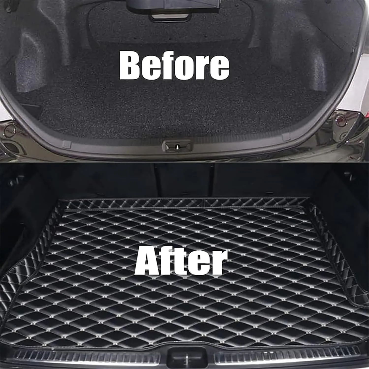 Car Cargo Liners for Mitsubishi Outlander PHEV 2016-2019, PU Leather Rear Trunk Mats Boot Mats Liner Pad Cargo Tray Liners Carpets Waterproof Anti-Slip All Weather Protector Interior Accessories
