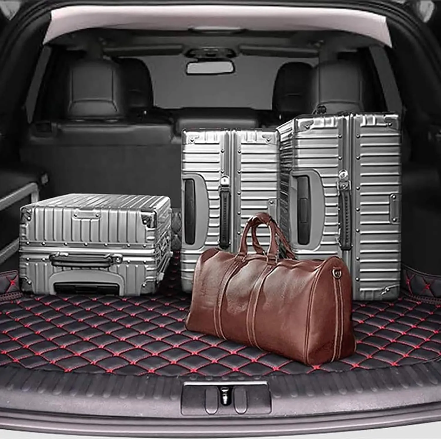 Car Cargo Liners for Mitsubishi Outlander PHEV 2016-2019, PU Leather Rear Trunk Mats Boot Mats Liner Pad Cargo Tray Liners Carpets Waterproof Anti-Slip All Weather Protector Interior Accessories
