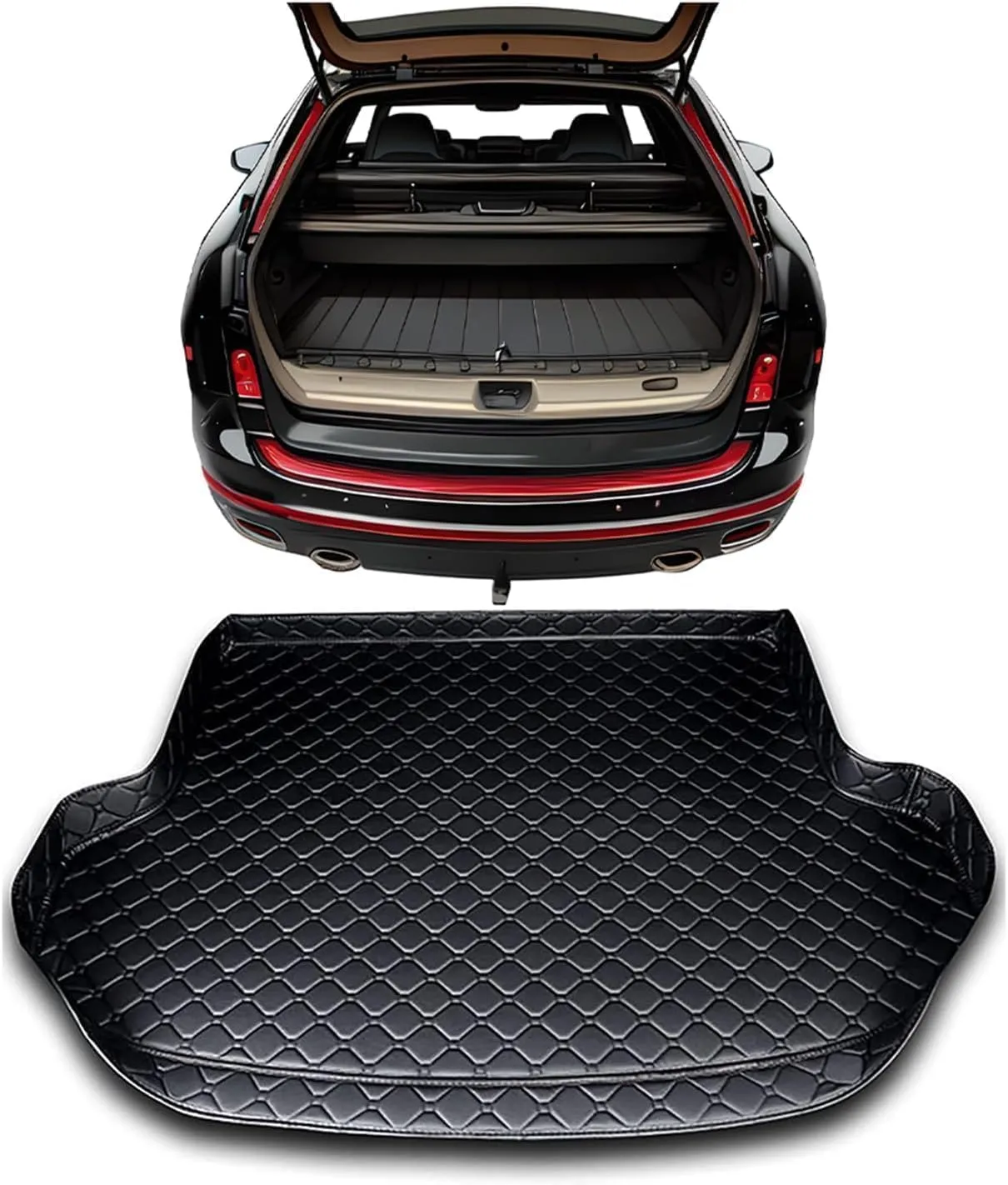 Car Leather Boot Mats for Mitsubishi Mirage 2012-2022, All-Weather Boot Liner Waterproof Non-Slip Cargo Carpet Protective Mat,D