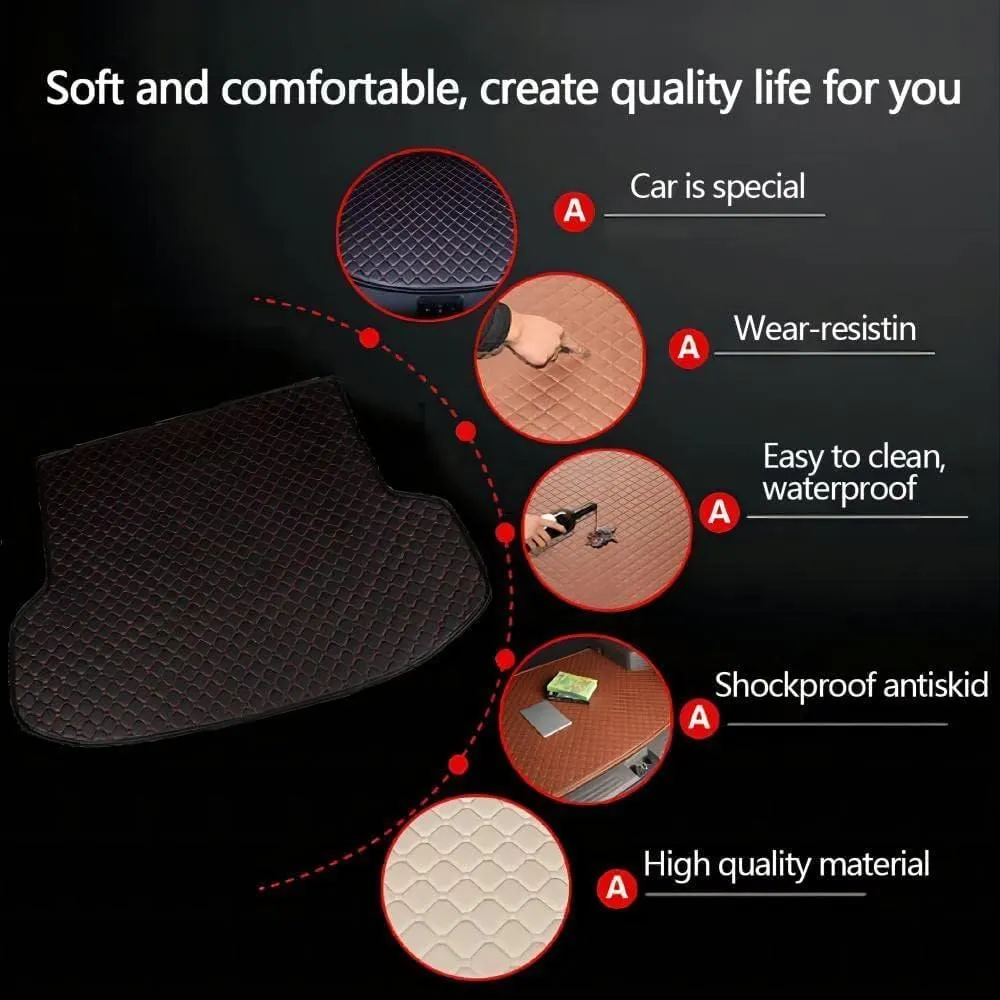 Car Leather Boot Mats for Mitsubishi Mirage 2012-2022, All-Weather Boot Liner Waterproof Non-Slip Cargo Carpet Protective Mat,D