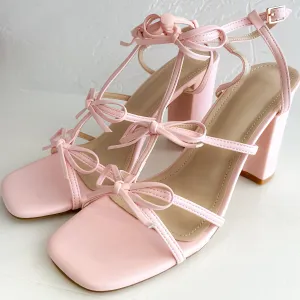 Cassidy Pink Bow Block Heel