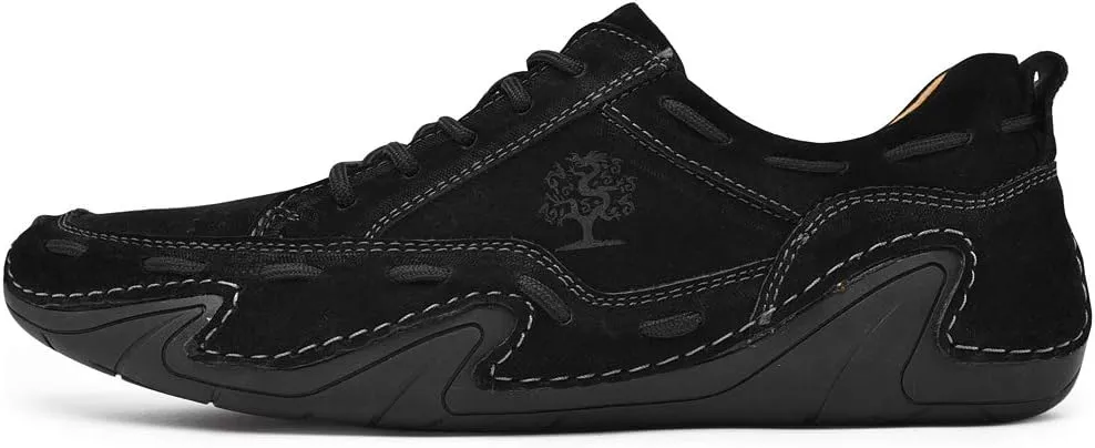 ChicLovey Mens Casual Leather Driving Loafers Lace up Boat Shoes Handmade Moccasins