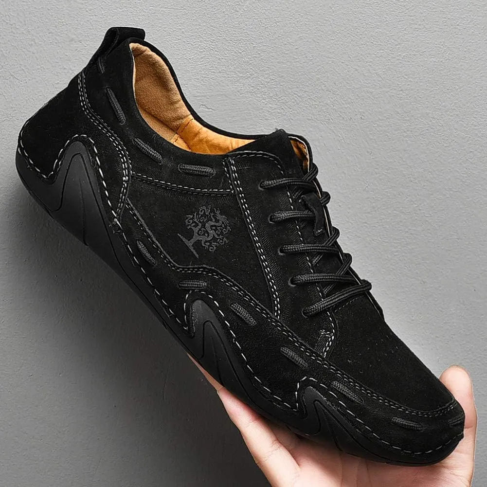 ChicLovey Mens Casual Leather Driving Loafers Lace up Boat Shoes Handmade Moccasins