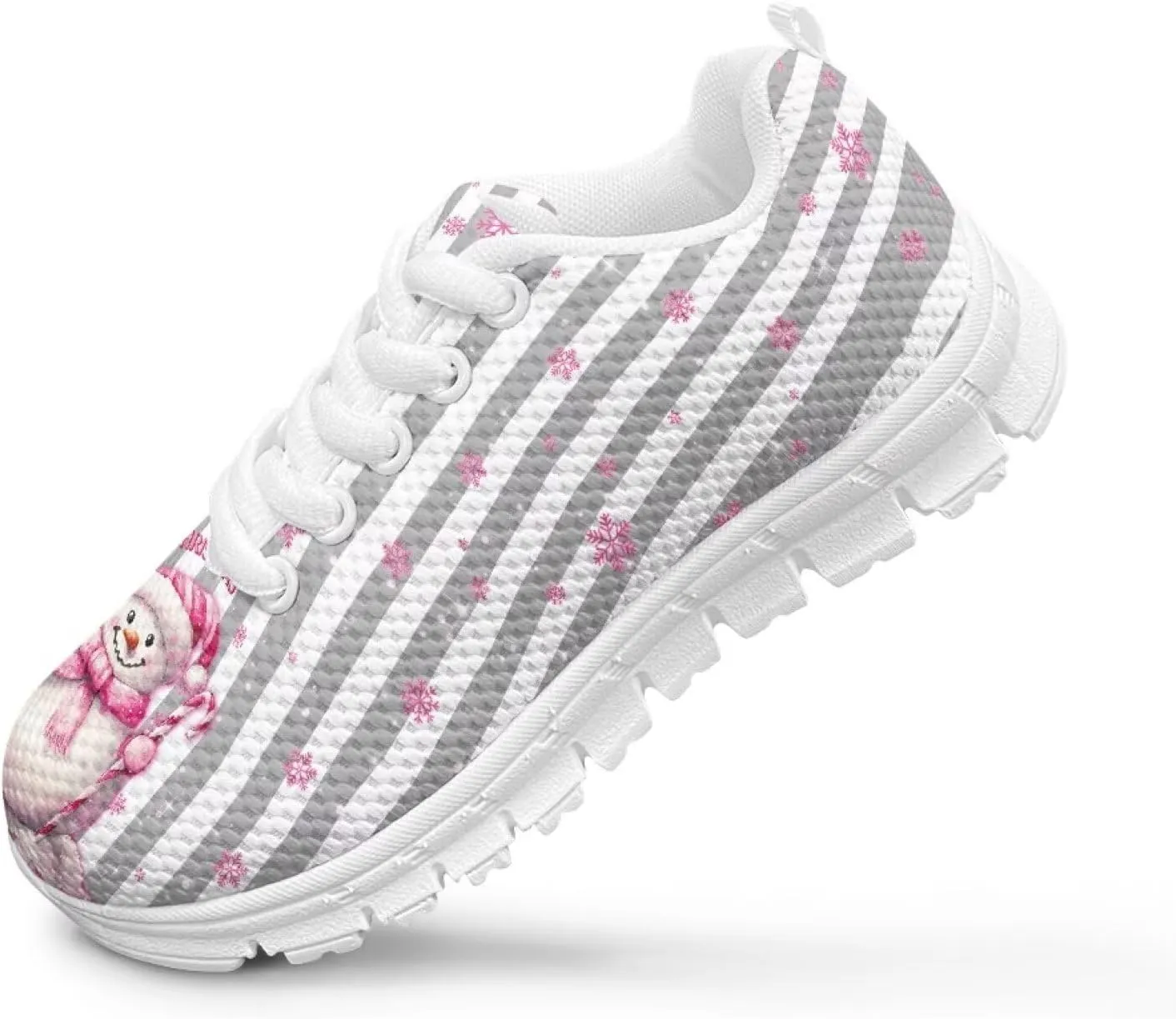 Children's Christmas Sneaker Soft Lightweight Athletic Hiking Shoes for Big Kids Breathable Lace-Up Non-Slip Walking Sneaker for Litter Kids US 11-5