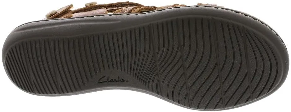 Clarks Women's Laurieann Erin Flat Sandal, Tan Combi, 9 Wide