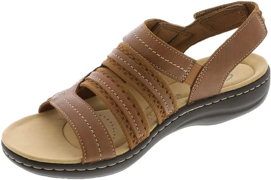Clarks Women's Laurieann Erin Flat Sandal, Tan Combi, 9 Wide