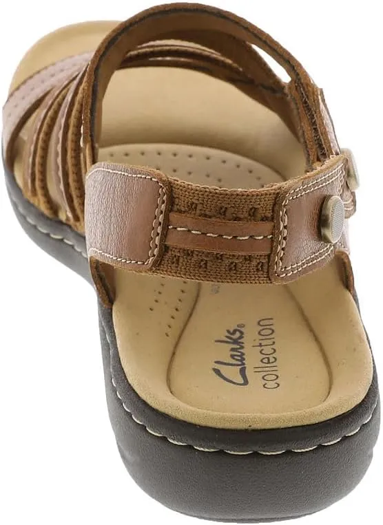 Clarks Women's Laurieann Erin Flat Sandal, Tan Combi, 9 Wide