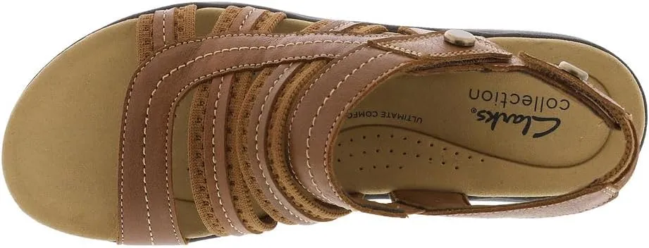 Clarks Women's Laurieann Erin Flat Sandal, Tan Combi, 9 Wide