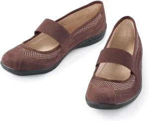 Collections Etc Women's Extra-Wide Width Mary Jane Strap Shoes Black 6