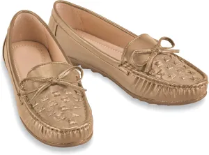 Collections Etc Woven Textured Padded Insoles Slip-On Loafers