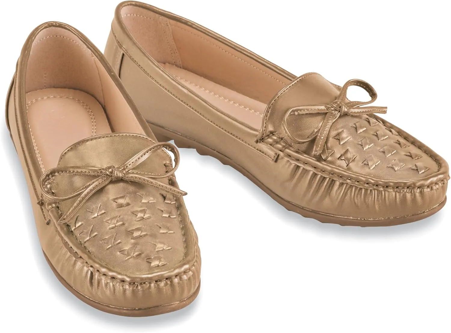 Collections Etc Woven Textured Padded Insoles Slip-On Loafers