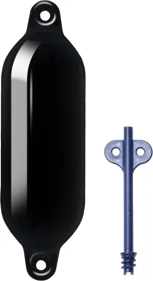 Dan-Fender Light Boat Fender 827-G6 - Bumper for Boats (23-36 ft Long) - Strong & Flexible PVC, All Weather Conditions, Universal Fit Boat Accessories for Docking (Black)