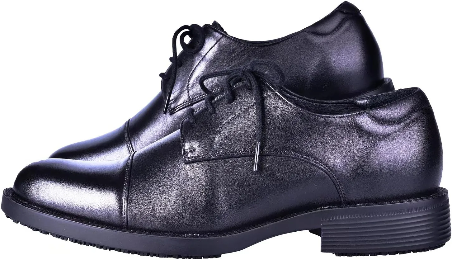 DDTX Men's SRC Anti-Slip Work Shoes Chef Shoes EH Protection Uniform Dress Shoes Lace Up Black