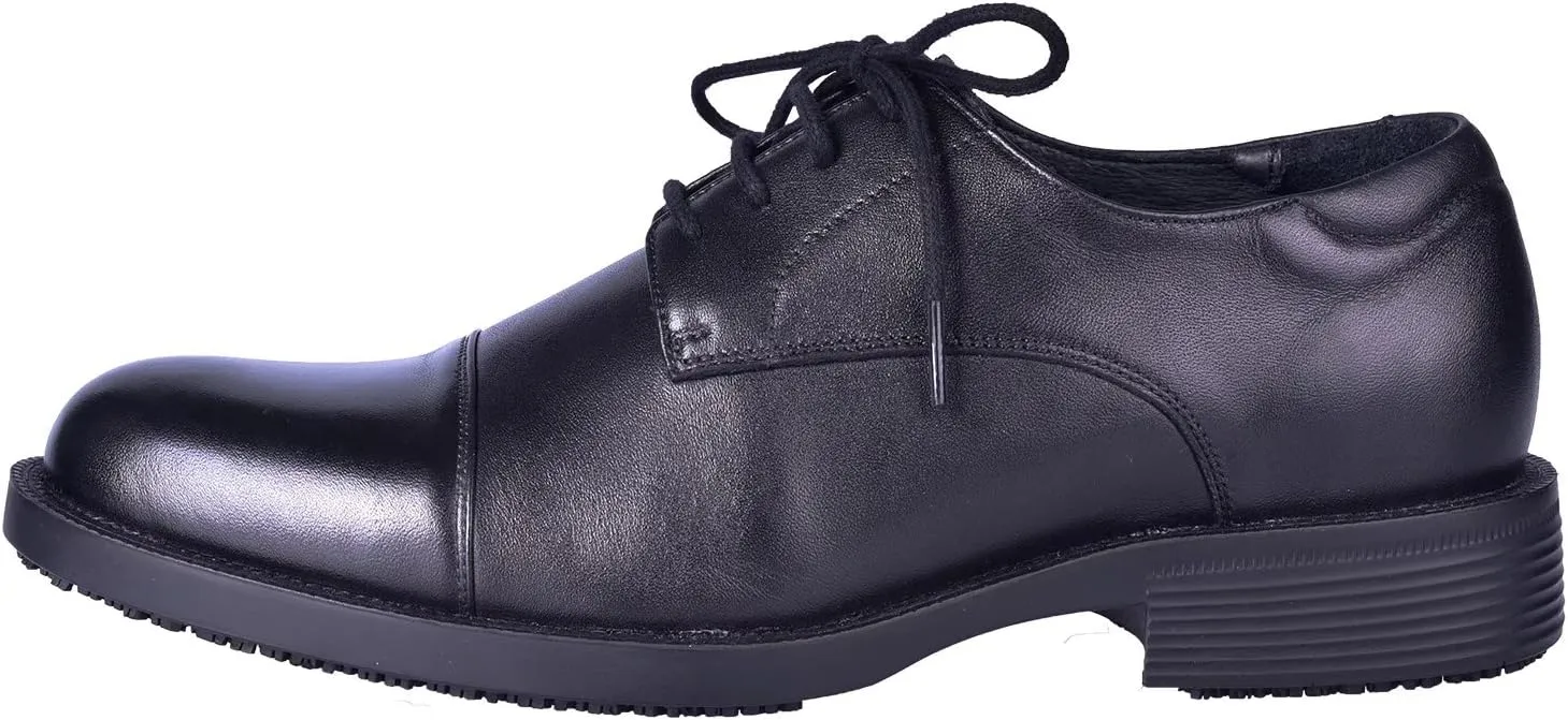DDTX Men's SRC Anti-Slip Work Shoes Chef Shoes EH Protection Uniform Dress Shoes Lace Up Black
