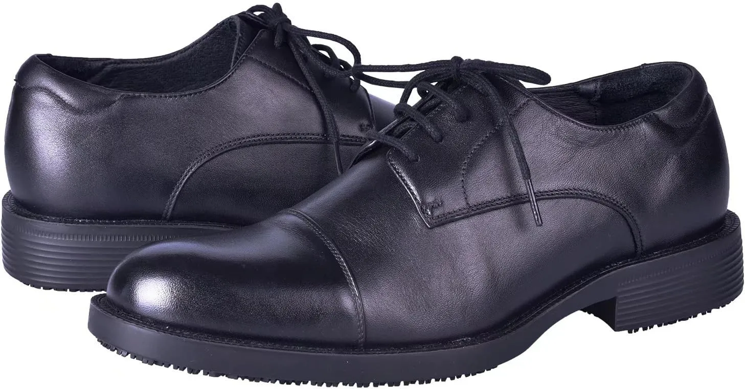 DDTX Men's SRC Anti-Slip Work Shoes Chef Shoes EH Protection Uniform Dress Shoes Lace Up Black