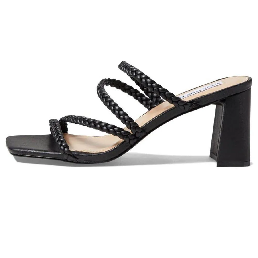 Dion Black Braided Heeled Sandals