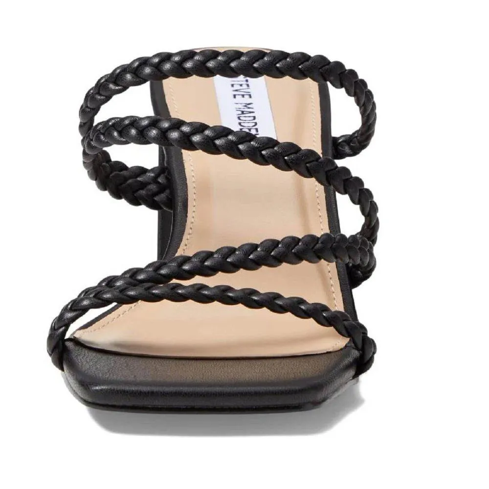 Dion Black Braided Heeled Sandals