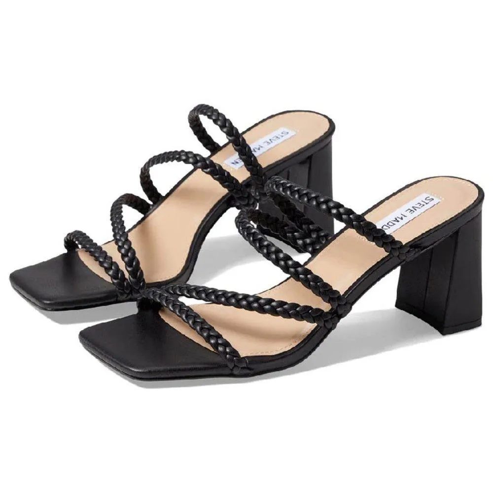 Dion Black Braided Heeled Sandals