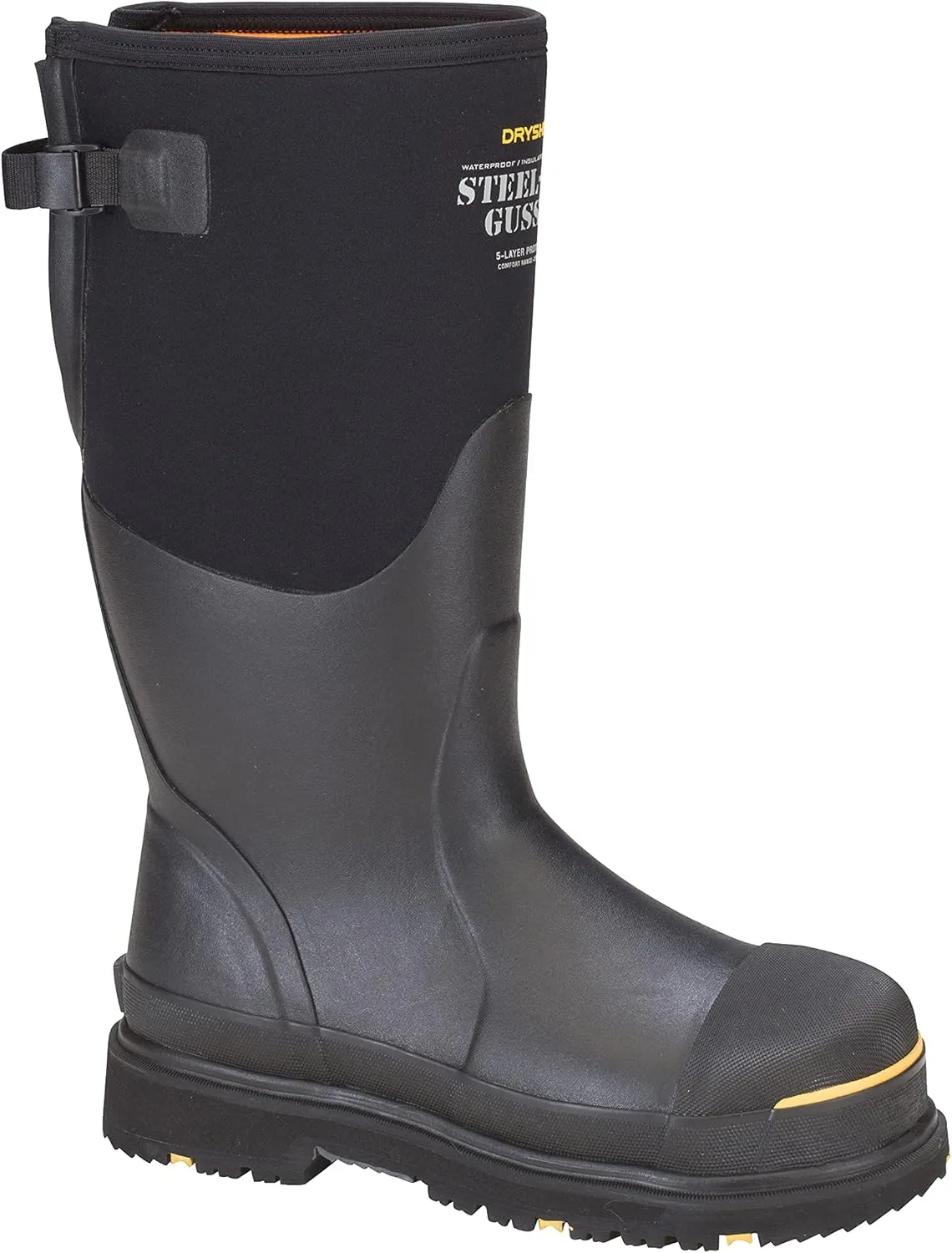 Dryshod Mens Slip Resistant Steel-Toe Gusset Work Safety Shoes |Waterproof | Rubber | Black
