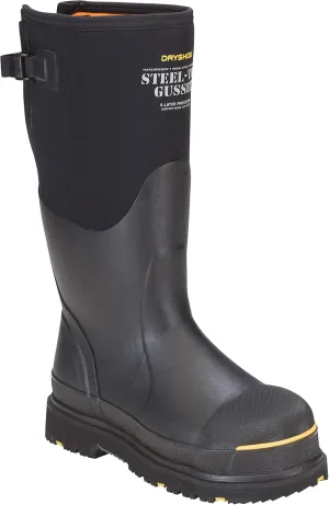 Dryshod Mens Slip Resistant Steel-Toe Gusset Work Safety Shoes |Waterproof | Rubber | Black