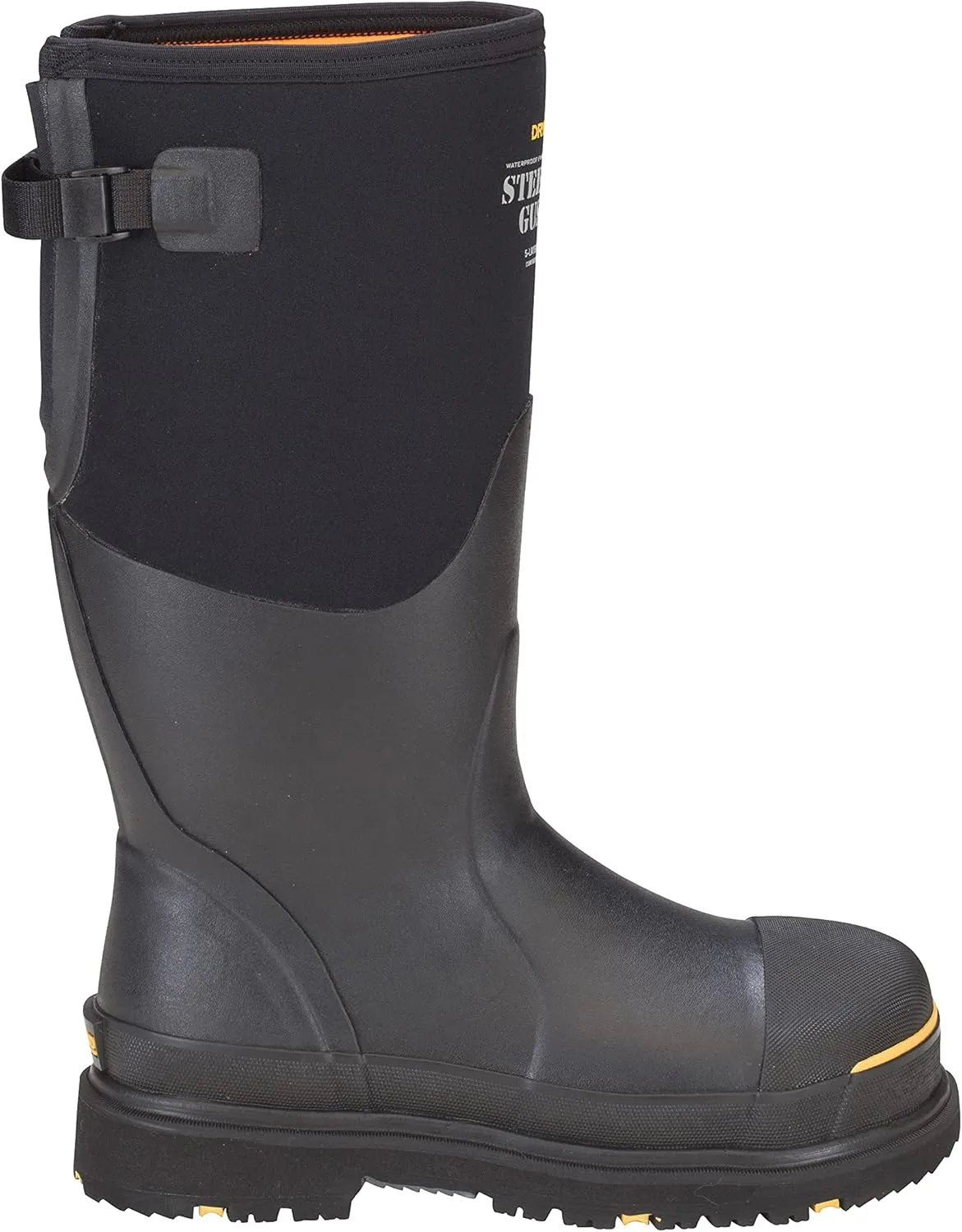 Dryshod Mens Slip Resistant Steel-Toe Gusset Work Safety Shoes |Waterproof | Rubber | Black