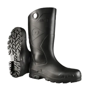 DUNLOP Protective Footwear, Chesapeake Plain Toe, 100% Waterproof, Lightweight and Durable PVC Boots, Slip Resistant, 8677577.13, Size 13 US, Black