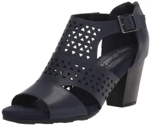 Easy Street Women's Block Heel Sandal Heeled, Navy, 8.5 Wide