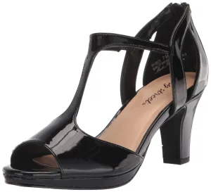 Easy Street Women's Flash Heeled Sandal, Black Patent, 7 Wide