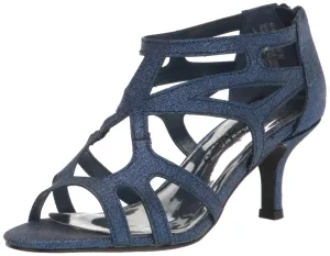 Easy Street Women's Flattery Heeled Sandal, Navy Glitter, 6.5