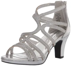 Easy Street Women's Heeled Sandal, Silver Patent, 7 Narrow
