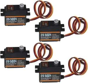 ES3004 Metal Analog Servo 20g Waterproof Servo with Gears for EMAX Servo for RC Car Helicopter Boat Airplane Parts Accessories (ES3004 4PCS)