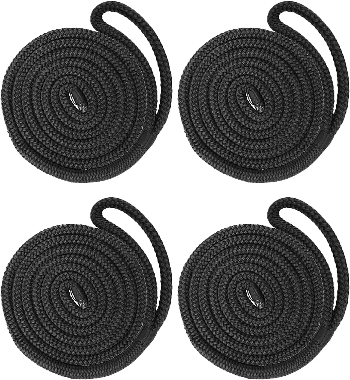 Fender Lines 4 Pack 1/2 Inch x 6 ft Premium Boat Fender Lines with 6” Eyelet, Double Braid Nylon Boat Bumper Rope/Boat Fender Rope, Dock Lines Boat Ropes for Docking Boat Lines Dock Ties,J-FM TWNTHSD