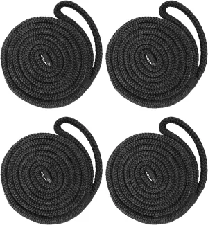 Fender Lines 4 Pack 1/2 Inch x 6 ft Premium Boat Fender Lines with 6” Eyelet, Double Braid Nylon Boat Bumper Rope/Boat Fender Rope, Dock Lines Boat Ropes for Docking Boat Lines Dock Ties,J-FM TWNTHSD