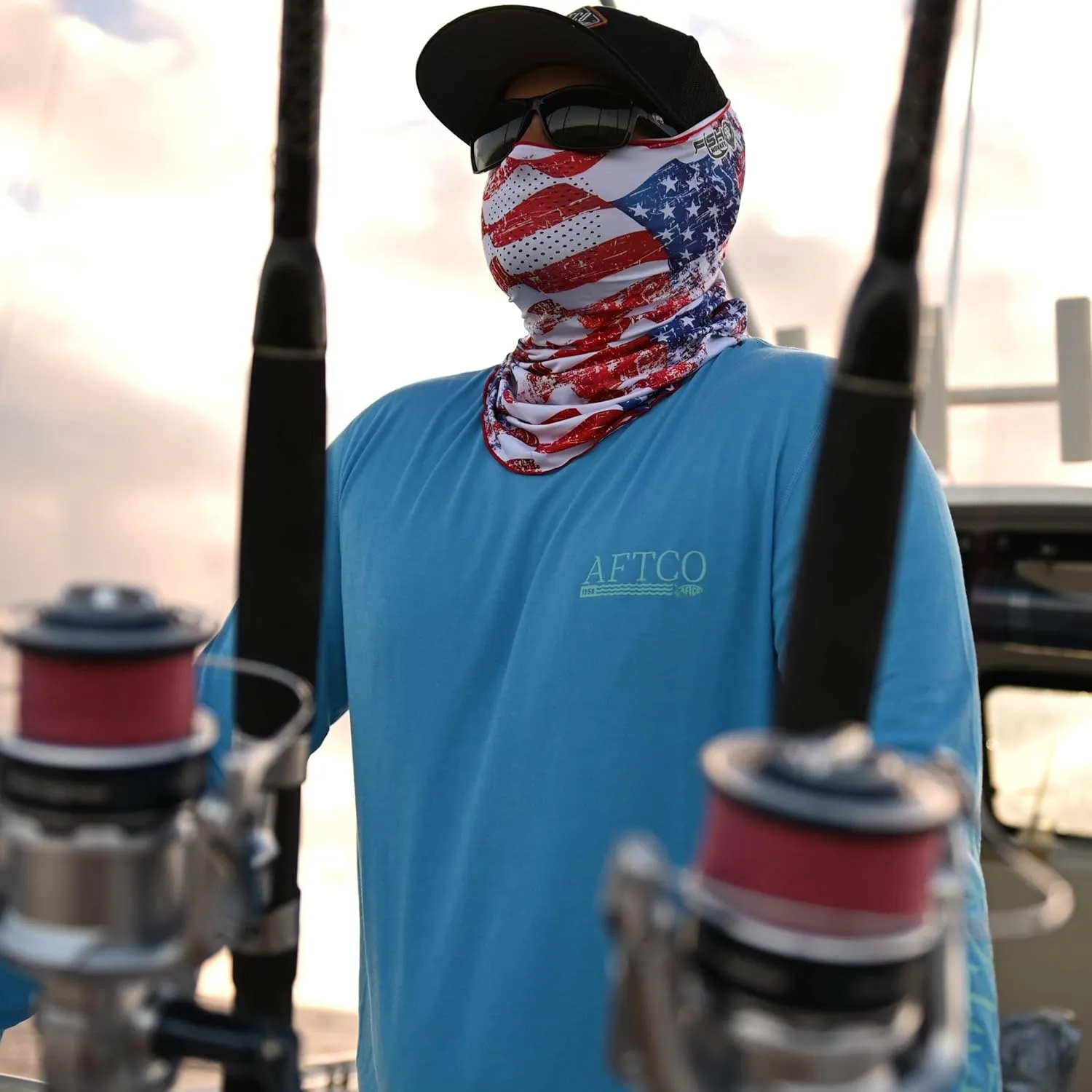 Fish Monkey UPF 50  Flared Face Guard and Four Way Stretch with Glasses Fog Resistant Technology for Men and Women