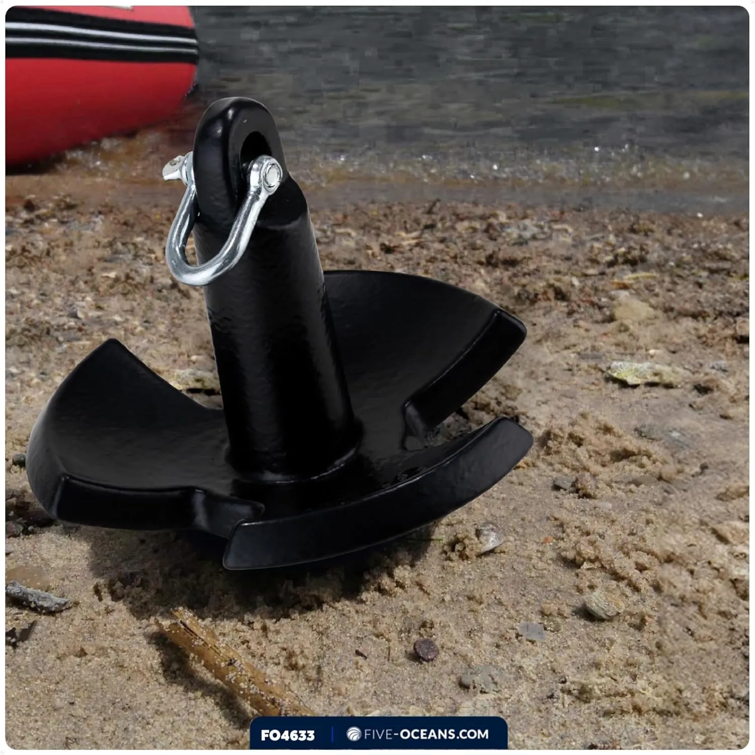 Five Oceans River Boat Anchor & Boat Anchor Kit, Black PVC Vinyl Coated, Multiple Sizes for Paddle Board, Small Boat, Kayak, Jet Ski, Canoe