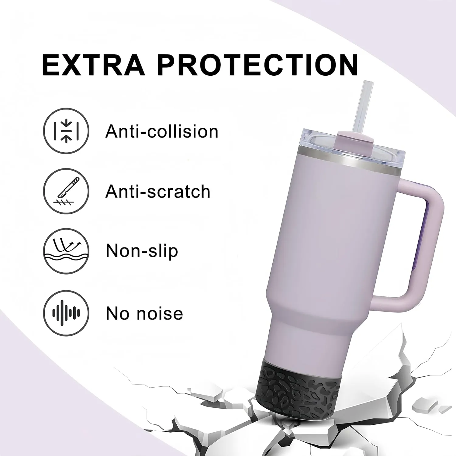 for Stanley Cup Accessories, Leopard Engraved Silicone Boot for Stanley Cup 40oz 30oz 20oz & Hydro Flask 12-24oz, Stylish Bottom Protector Cover Sleeve for Yeti, Simple Modern,Rose Pink
