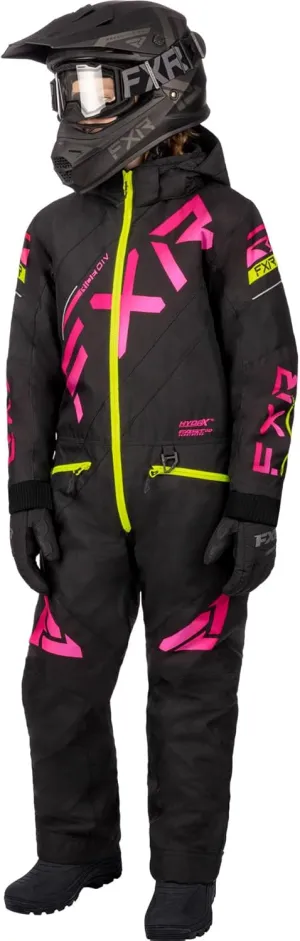 FXR Children's CX Snowsuit/Monosuit 2025 (Black/Raspberry Fade - 2)