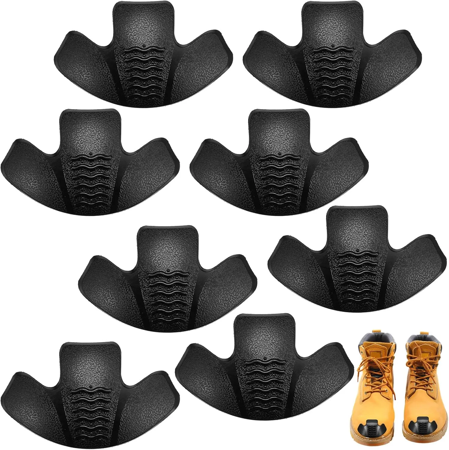 Geyoga 8 Pcs Toe Guards for Boots Toe Protectors Work Foot Rubber Shoes Covers for Repairing Do Not Include Glue Sandpaper