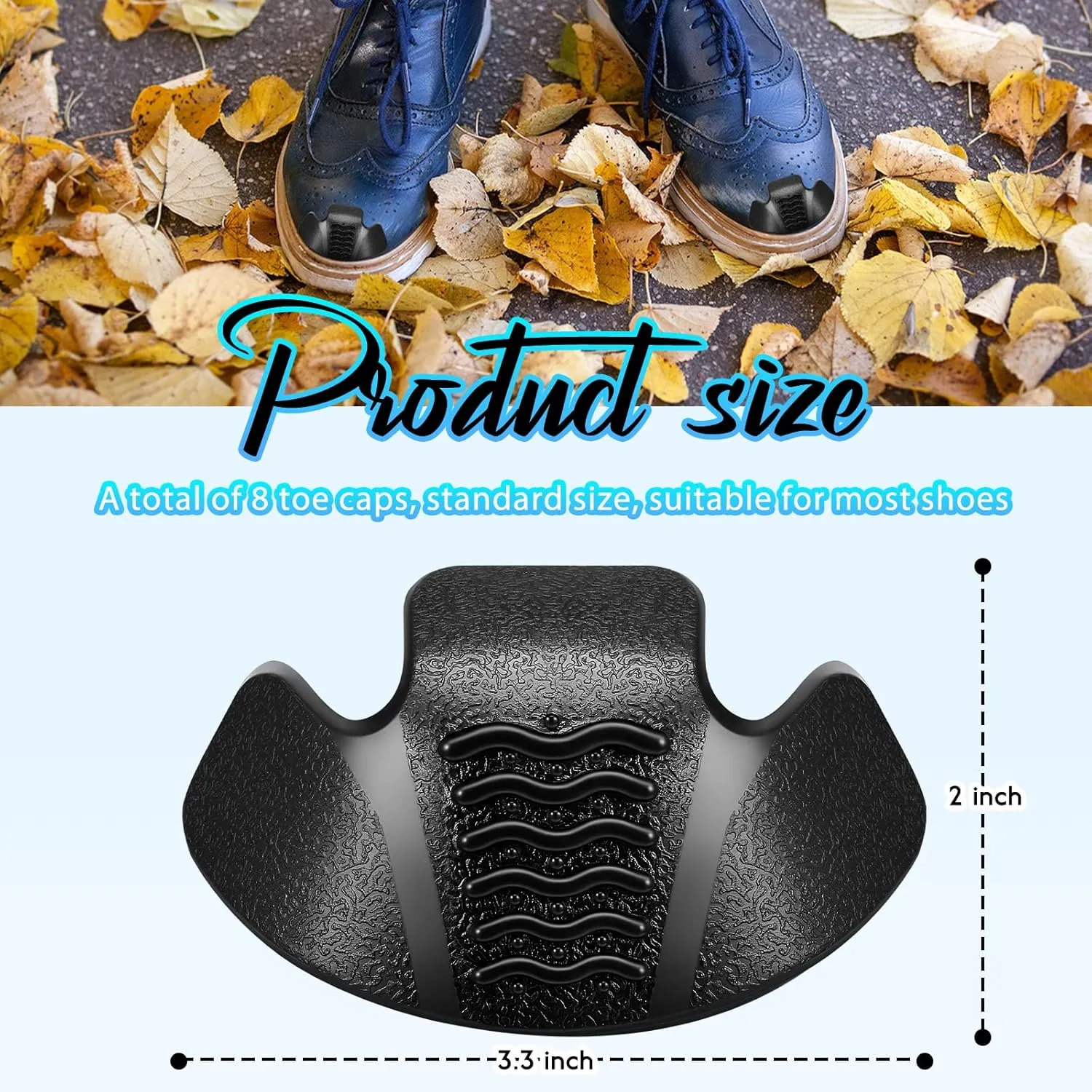 Geyoga 8 Pcs Toe Guards for Boots Toe Protectors Work Foot Rubber Shoes Covers for Repairing Do Not Include Glue Sandpaper