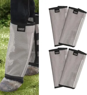Harrison Howard Loose Fitting Fly Boots UV-Protective Extra Tough Mesh Ventilated Four Fasteners Stay-on Design Protect Horse Legs & Stomp-Reducing Set of 4 Original Grey Medium