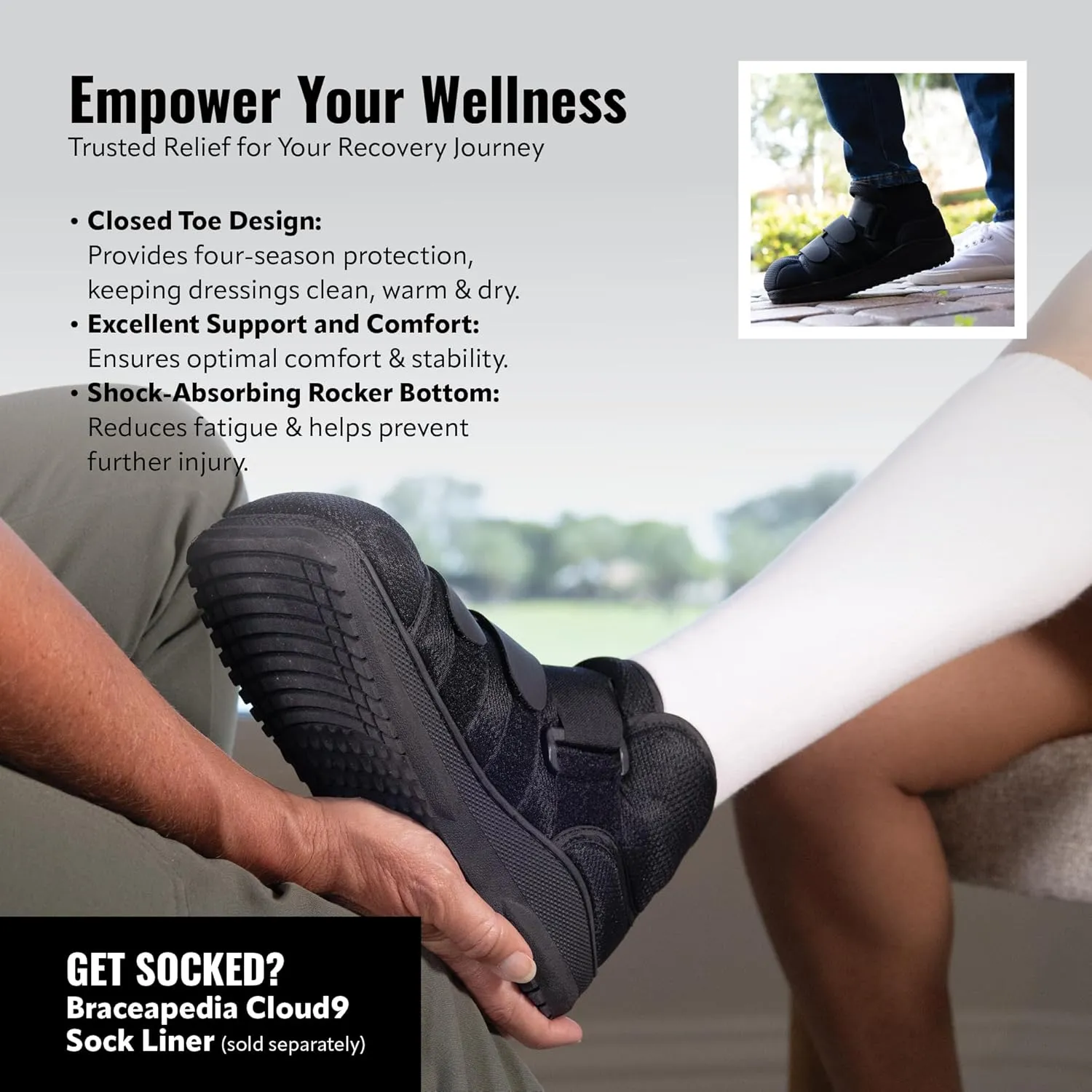 High Medical Shoe Closed Toe, Size M, Walking Boot & Foot Brace, Post Op/Orthopedic Boot for Injured Foot for Men and Women