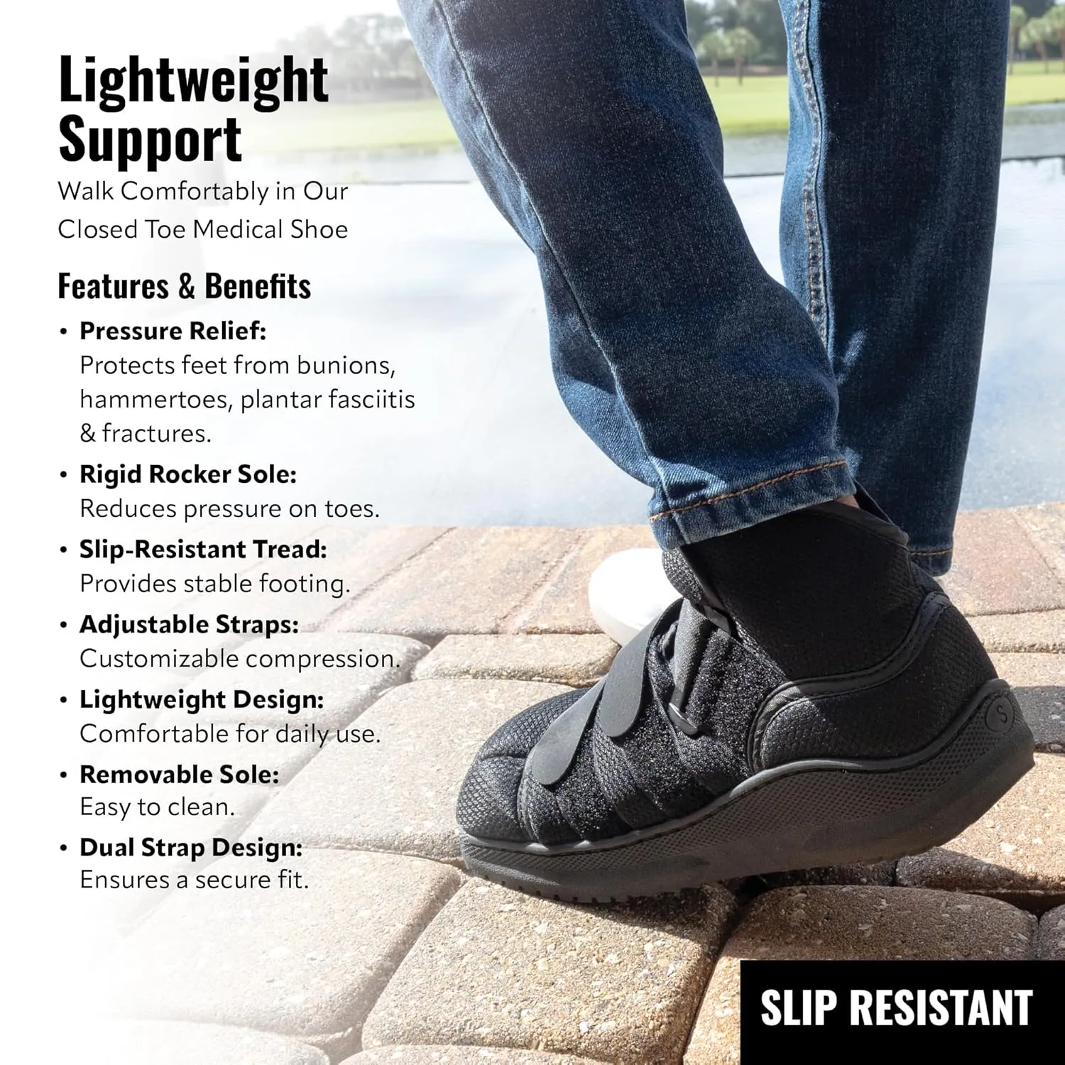 High Medical Shoe Closed Toe, Size M, Walking Boot & Foot Brace, Post Op/Orthopedic Boot for Injured Foot for Men and Women