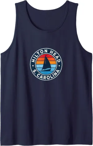 Hilton Head Island South Carolina SC Vintage Sailboat Retro Tank Top