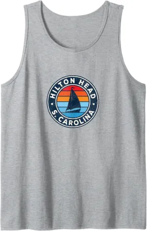 Hilton Head Island South Carolina SC Vintage Sailboat Retro Tank Top